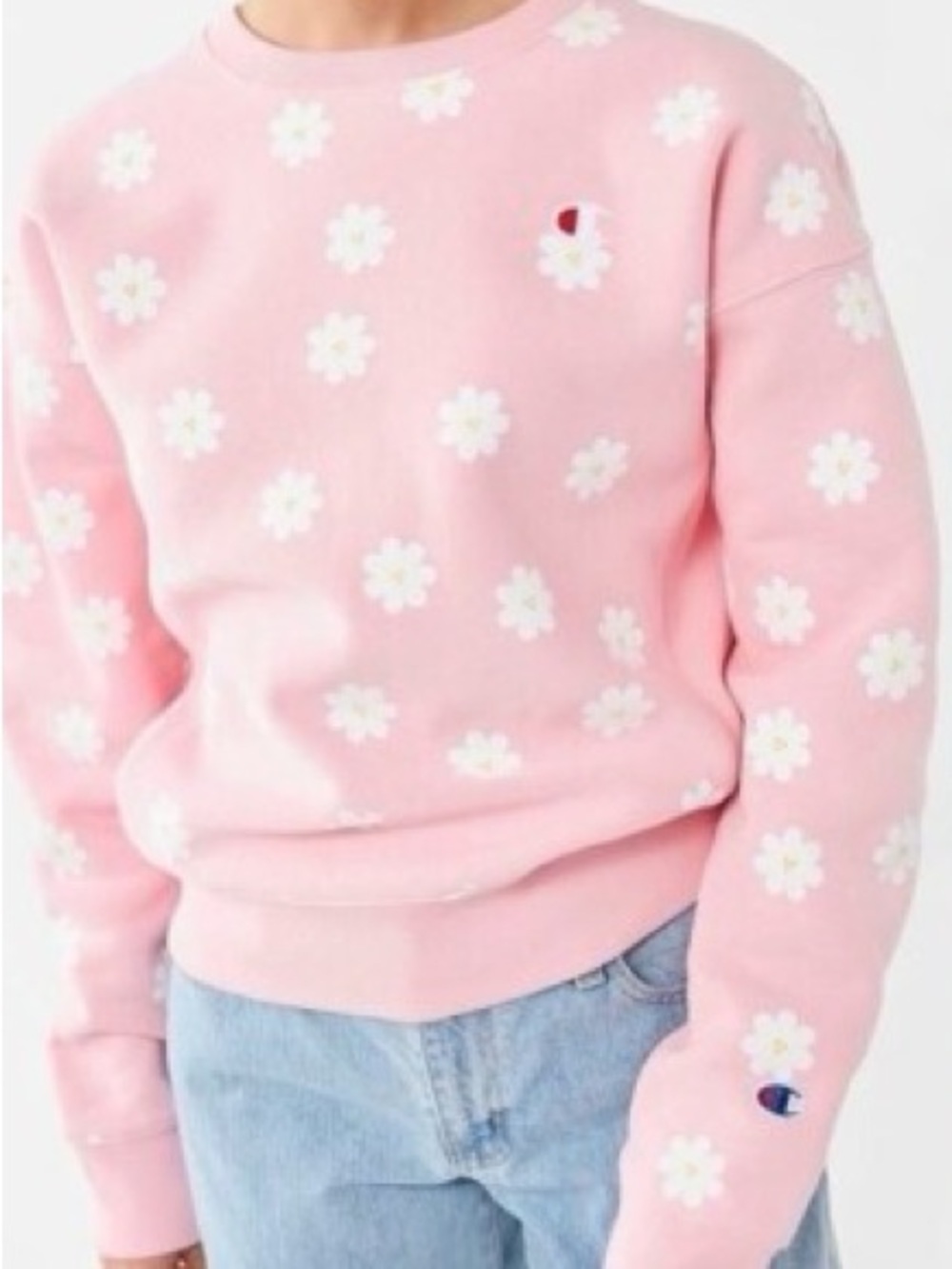 Champion Pink Daisy Pattern Crewneck Sweatshirt
